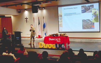 Integrantes de la EM “Sangra” participaron en actividad en DuocUC Puerto Montt sobre empleabilidad en las FF. AA